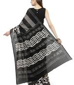 Geroo Jaipur Black Hand Block Printed Cotton Saree With Blouse