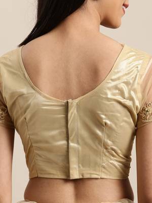 Beige Embroidered Net Saree With Blouse 4