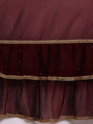Maroon Printed Chiffon Saree With Blouse 4