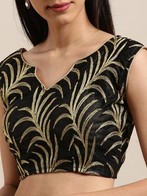 Black Printed Net Saree With Blouse 3