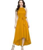Yellow Plain Rayon Dress