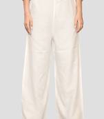 Women's White Solid Rayon Casual Palazzo