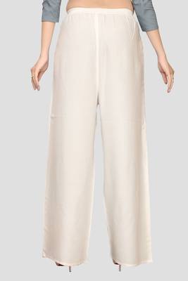 Women's White Solid Rayon Casual Palazzo 2