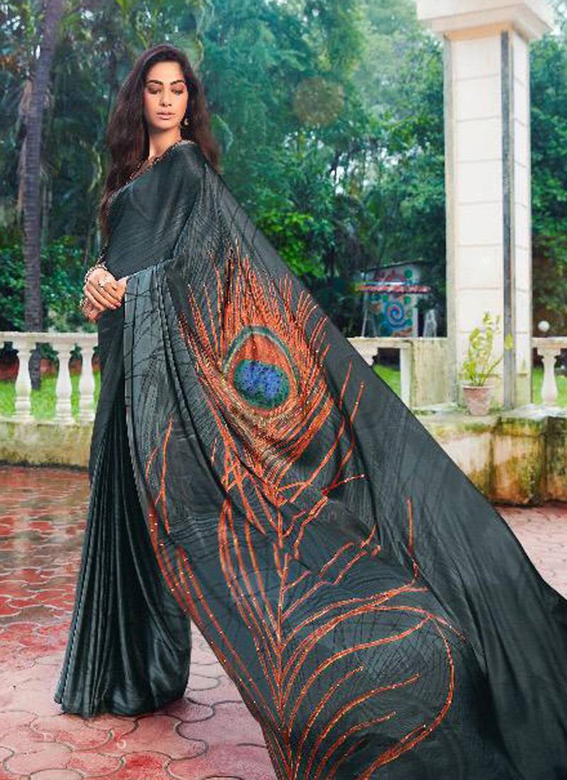 Multicolor Plain South Silk Saree With Blouse