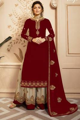 Maroon Fancy Faux Georgette Salwar 1