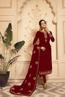 Maroon Fancy Faux Georgette Salwar 2