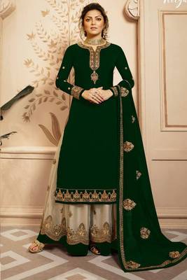 Dark Green Fancy Faux Georgette Salwar 1