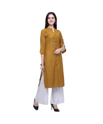 Rayon Slub Straight Women   s Solid Kurta with Palazzo 2