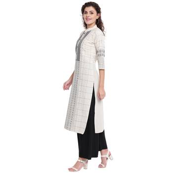 Off-white printed cotton kurtas-and-kurtis 4