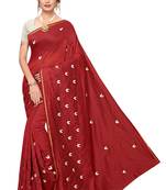 Red Embroidered Chanderi Saree With Blouse