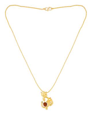 Gold Plated 'OM' Pendant Chain with Rudraksha Bead 4