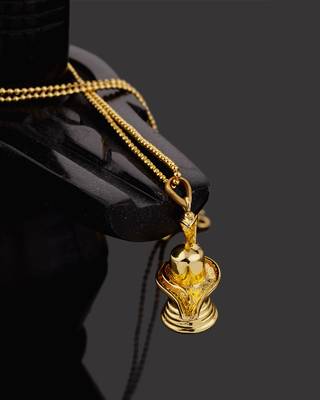 Rudraksha Gold Plated Shivling Pendant 1