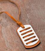 Bar Detailing Pendant With Brown Leather Chain For Men