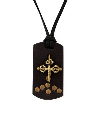 Stylish Celtic Cross on Faux Leather Pendant 2