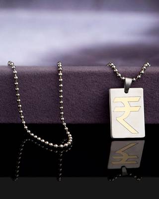 Indian Rupees Symbol Dual Tone Pendant from Faith and Trust 1