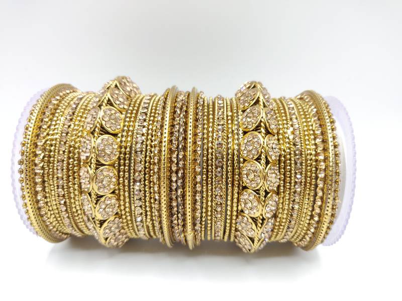 Traditional Gold Plated Bracelet Bangles Set for Girls and Women