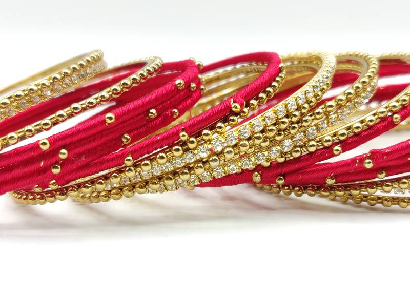 red SILK THREAD BANGLES
