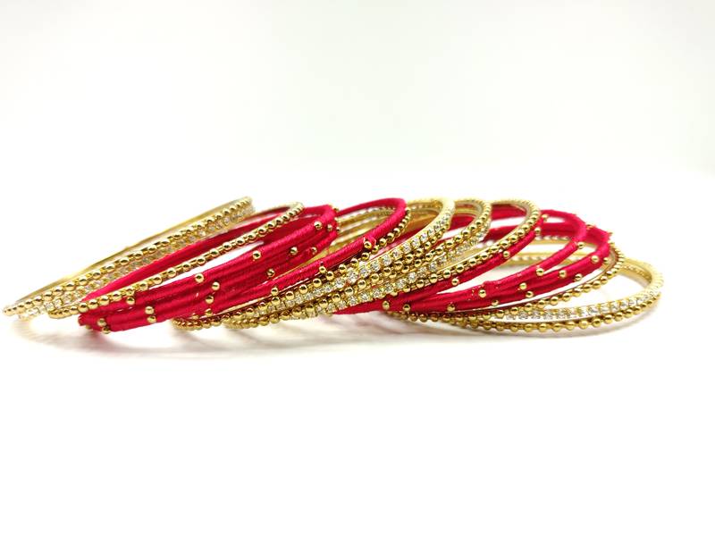 red SILK THREAD BANGLES