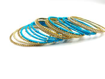 blue SILK THREAD BANGLES 3