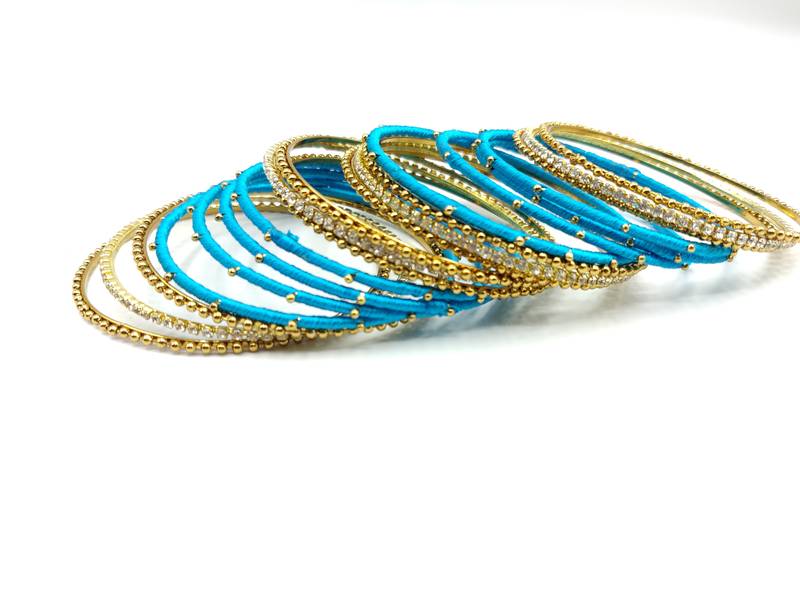 blue SILK THREAD BANGLES