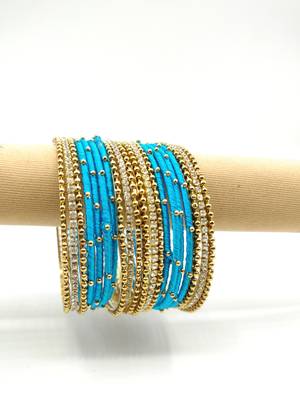 blue SILK THREAD BANGLES 4