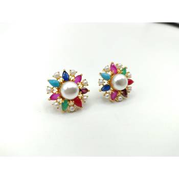Multicolor american diamonds studs 1