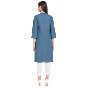 Blue embroidered cotton kurtas-and-kurtis 2