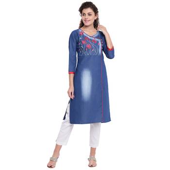 Blue embroidered cotton kurtas-and-kurtis 1