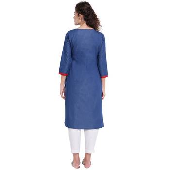 Blue embroidered cotton kurtas-and-kurtis 2