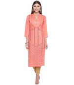 Orange printed rayon kurtas-and-kurtis