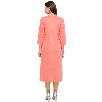 Orange printed rayon kurtas-and-kurtis 2