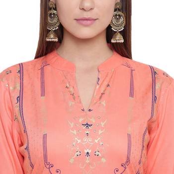 Orange printed rayon kurtas-and-kurtis 5