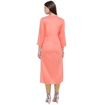 Orange printed rayon kurtas-and-kurtis 2
