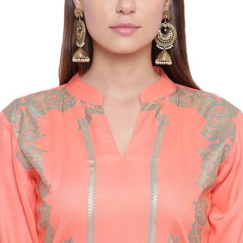 Orange printed rayon kurtas-and-kurtis 5
