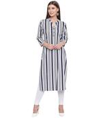 White printed rayon kurtas-and-kurtis