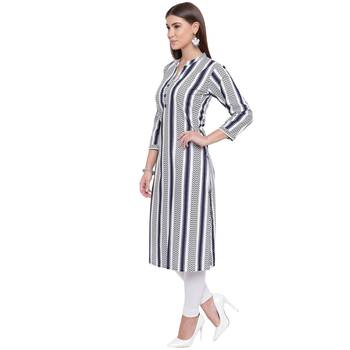 White printed rayon kurtas-and-kurtis 4