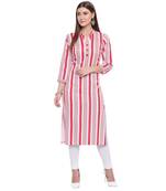White printed rayon kurtas-and-kurtis