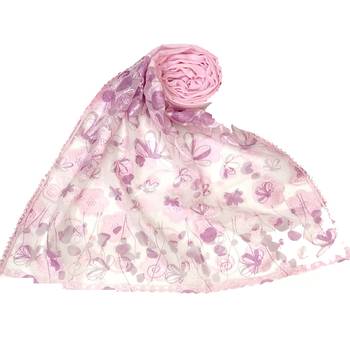 Pink  Digital Flower Printed Hijab  Stole For Women 1