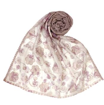 Purple  Digital Flower Printed Hijab  Stole For Women 1