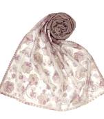 Purple  Digital Flower Printed Hijab  Stole For Women