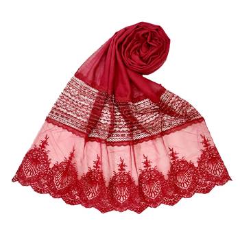 Designer Diamond Work Hijab  Rich Cotton   Maroon 1