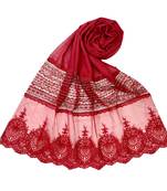 Designer Diamond Work Hijab  Rich Cotton   Maroon