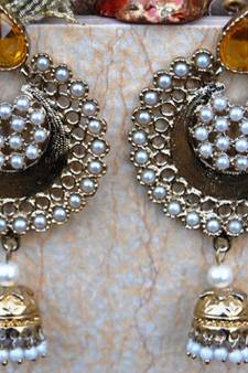 Pearl Gold Jhumka Earrings