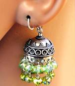 Sterling Silver Jhumka Earrings with Peridot