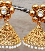 Antique Gold Flower Jhumka Earrings