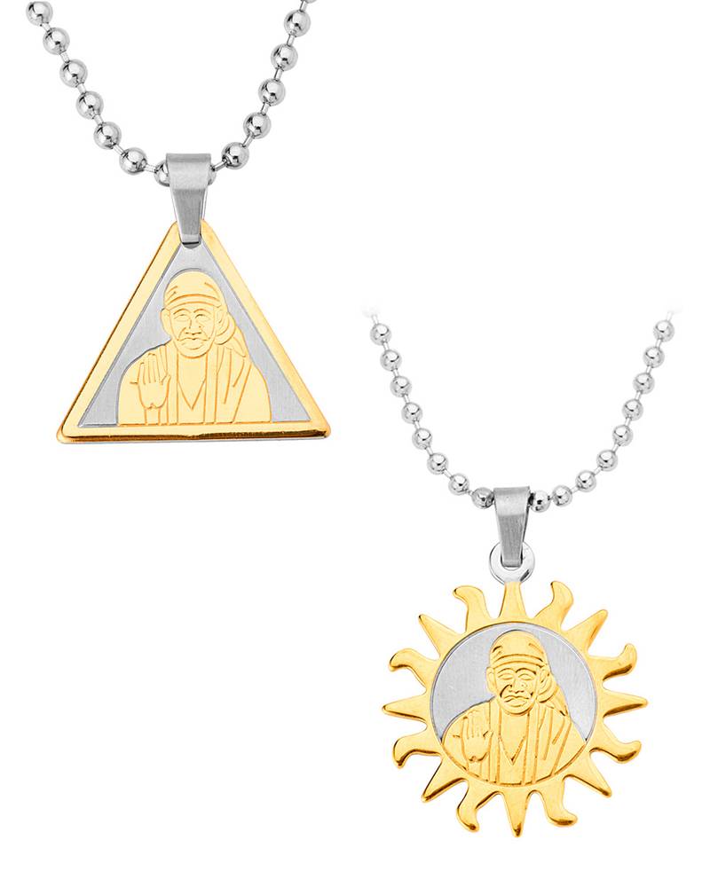 Dual Tone Sai Baba Pendant With Chain Combo
