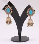Torquise blue pearl jhumki earrings