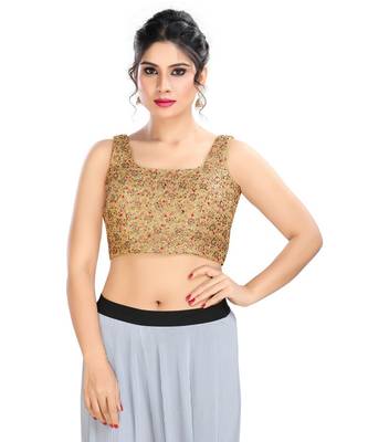 Women's Copper Net Readymade Padded Saree Blouse 1