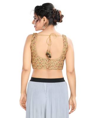 Women's Copper Net Readymade Padded Saree Blouse 2