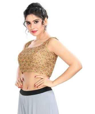 Women's Copper Net Readymade Padded Saree Blouse 3